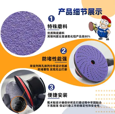 6 Inch Purple Cyclone Sanding Disc, Laser-Perforated for Wood and Paint
