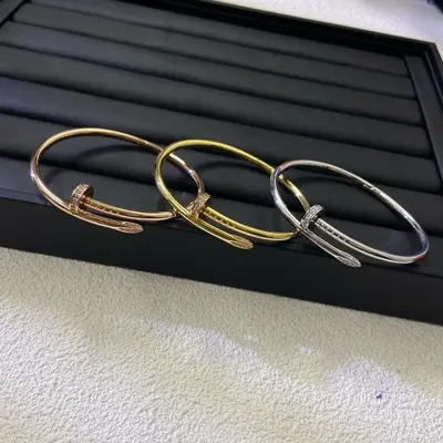 Klasik çivi bileklik, katı metal, çift model - 3