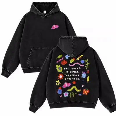 Y2 Schweres Kapuzensweatshirt, 3D-Digitaldruck Insekten-Graffiti, Luftschicht