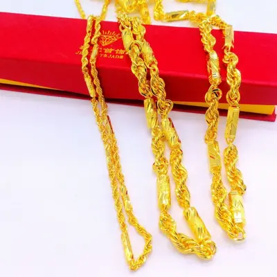 Brass jewelry men's necklace bold twisted chain gold plated decorative men's necklace cross-border factory wholesale