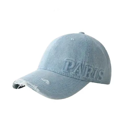 2024 Niche Design Korean-Style Water-Washed Baseball Cap Custom Order Pure Cotton Denim Vintage Distressed Duck Bill Denim Cap Customization