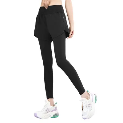 Kadın Sahte İki Parça Yoga Pantolonu, Yüksek Bel Kaldırıcı, Dikişsiz Spor Taytı - 6