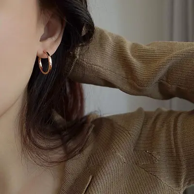 Minimalistische Ringohrringe, leicht, luxuriös, koreanisch - 7