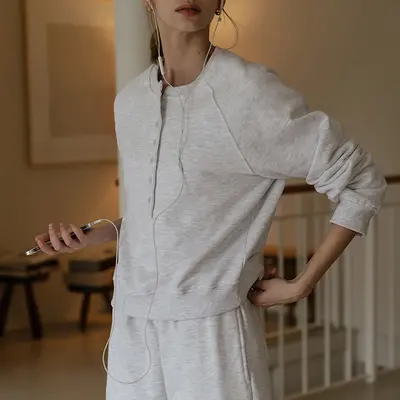 Kadın sweatshirt takımı, sonbahar-kış, polar astarlı, iki parça - 7