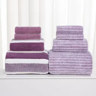 Sınır ötesi mercan kadife geniş şerit 8 parçalı havlu ve banyo havlusu kombinasyonu kare havlu havlu seti mercan kadife havlu dropshipping - 11