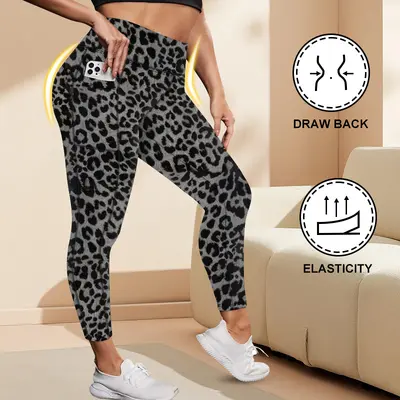 Cepli yüksek bel büyük beden yoga pantolonu, yüksek elastikiyet, kalça kaldırıcı - 13