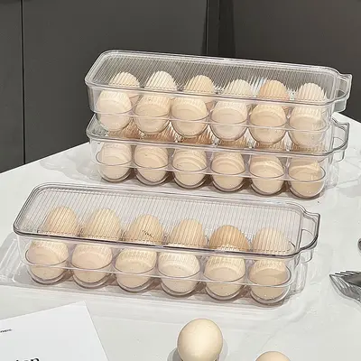 Food-Grade 12-Cell Egg Storage Box with Flip Lid for Refrigerator