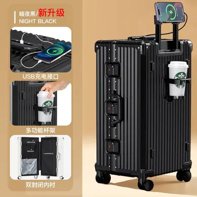 Silent Wheel PC Trolley Suitcase with Combination Lock, Large Capacity Travel Case