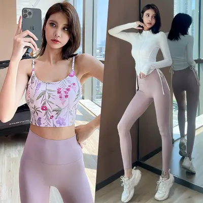 Üçlü Yoga Kıyafeti Seti, İnce Fitness ve Koşu Kıyafeti