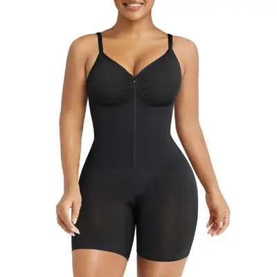 Women's Seamless Tummy Control Butt Lift Shapewear Bodysuit with Zipper