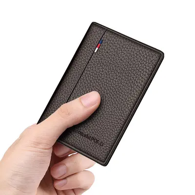 Men's Ultra-Thin Genuine Leather Card Holder with ID and License Slots - 5
