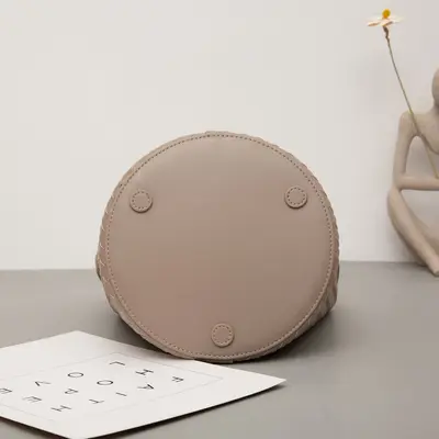 Genuine Leather Woven Bucket Bag for Women