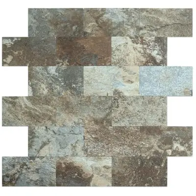 Thick PVC Self-Adhesive Wall Tile, Stone Look, 30x30 cm, Light Brown