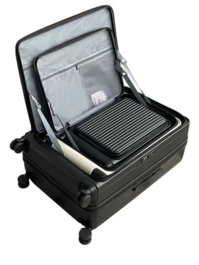Expandable suitcase with side-opening and top-opening lid, coded lock wheeled travel bag, 20/24/28 inch cross-border three-piece set.
