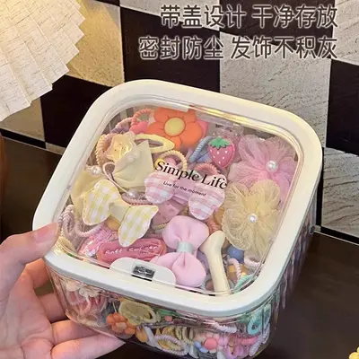 儿童发饰收纳盒小女孩头绳皮筋饰品盒发夹发卡头饰大容量首饰盒子 - 5