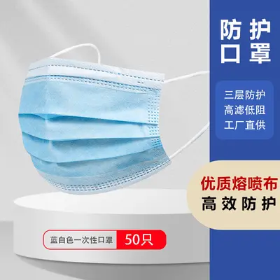 Disposable Adult Face Mask, Three-Layer, Individually Packed, Meltblown Filter - 8