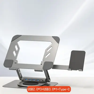 360-Degree Rotatable Laptop Stand with Phone Holder, Foldable - 12
