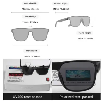 KDEAM große Sonnenbrille neu polarisiert einteilig Sportsonnenbrille winddicht Sonnenbrille Metallscharnier KD528-PLUS