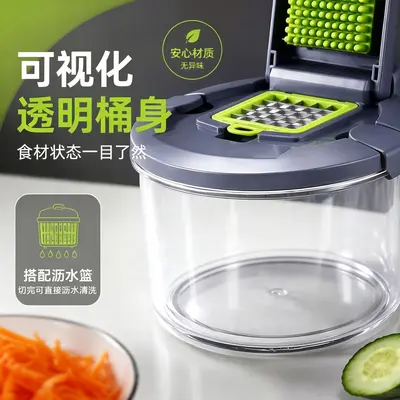 2-in-1 vegetable cutter and salad spinner, manual rotating