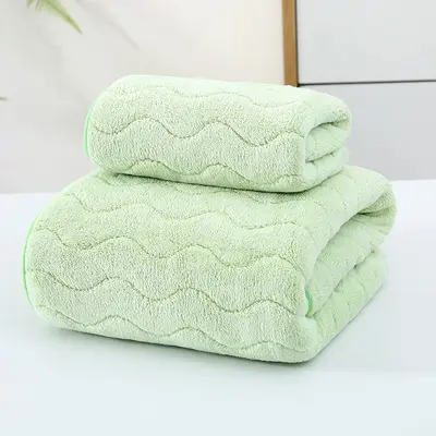 Emici mercan kadife havlu ve banyo havlusu iki parçalı set ev havlusu yumuşak ve cilt dostu tüy bırakmayan yüz havlusu banyo havlusu - 11