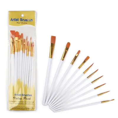 Paint brush set, 10-piece, nylon, oil and acrylic - 8