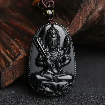 Doğal obsidyen Buda kolye, sekiz koruyucu melek, zodyak - 7
