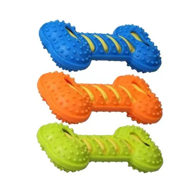 Squeaky Dog Chew Toy, Durable Rubber Bone, Interactive - 6