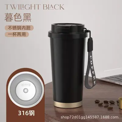 铃兰花车载咖啡杯双饮不锈钢保温杯男女生水杯高颜值随行印花水杯 - 5