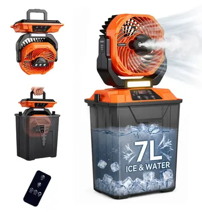 Outdoor Camping Fan with Light Rechargeable Long Battery Life Hanging Portable - 7