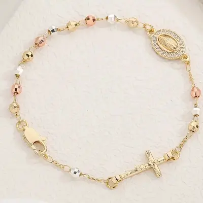 Kreuz-Strassstein-Perlenkette, farbecht, Geschenkschmuck - 9