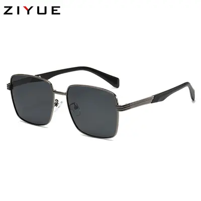 Men's Polarized Sunglasses with Metal Square Frame for Driving - 8
