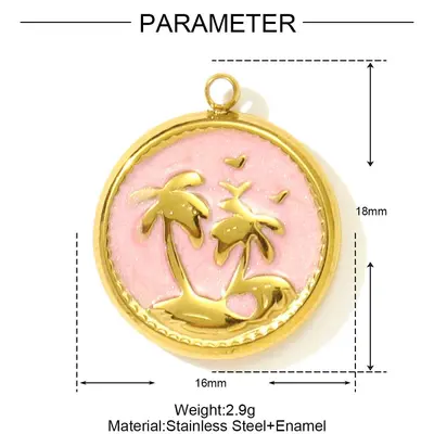 Starfish and Coconut Tree Titanium Steel Drop Earrings and Pendant, DIY Jewelry Accessory - 13