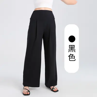 Kadın Yoga Pantolonu, İnce Dökümlü Kumaş, Yüksek Bel Düz Paça - 11