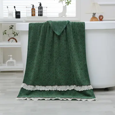Banyo Havlusu Seti Yeni Model Yumuşak Su Emici Dökülen Kıl Yok Çift Kadın Pastoral Tarzı Fransız Küçük Çiçek Desenli Havlu Banyo Havlusu - 8