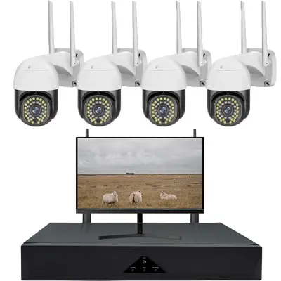 Kablosuz 360 derece dönebilen kamera HD monitör tam set ekipman seti ev dış mekan mağaza ticari uzaktan kumanda