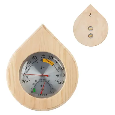 Round Sauna Thermo-Hygrometer, Solid Wood Frame - 10