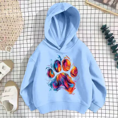 Kız çocuk bahar-sonbahar karikatür baskılı ince pamuklu sweatshirt
