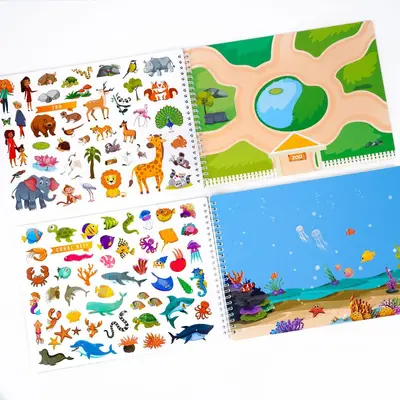 Kinder-Stickerbuch mit Cartoon-Tieren, wiederverwendbar - 3