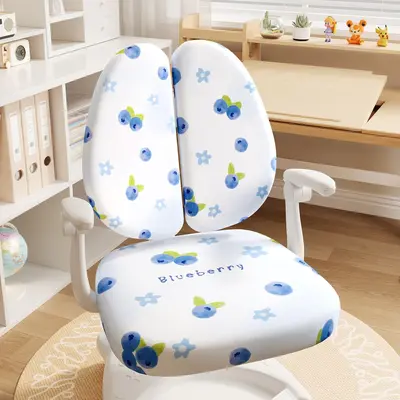 Creme-farbener Kinderlernstuhl-Sitzbezug, elastischer Stoff, rutschfest - 12