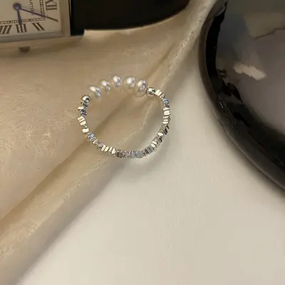 S925纯银极简风素圈戒指女小众高级感轻奢个性百搭叠戴食指戒手饰 - 7