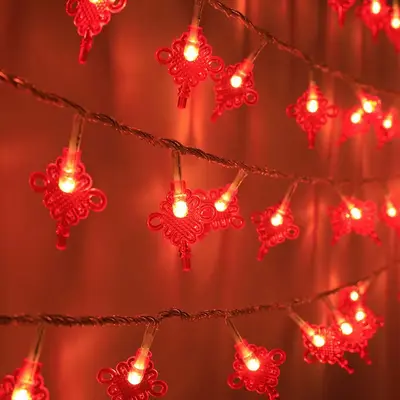 Solar Red Lantern LED String Lights, Outdoor Spring Festival Decor - 10