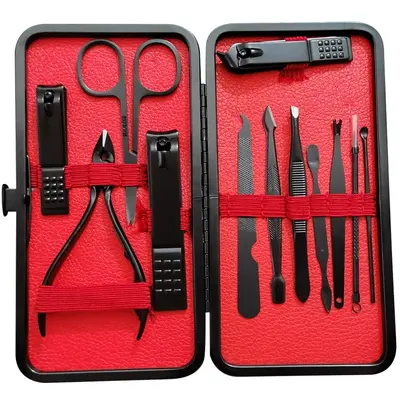 Siyah Ayna Tırnak Makası 18 parçalı Set Tırnak Makası Güzellik Manikür Araçları Tırnak Makası Pedikür Makas Seti - 7