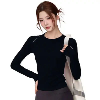 Raglan kollu kadın yoga üstü, hızlı kuruyan, harf baskılı, bahar yaz - 9