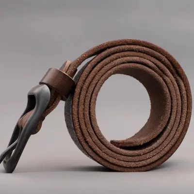 First layer pure leather belt with pin buckle for men, retro versatile denim belt, simple everyday leather belt for men - 4