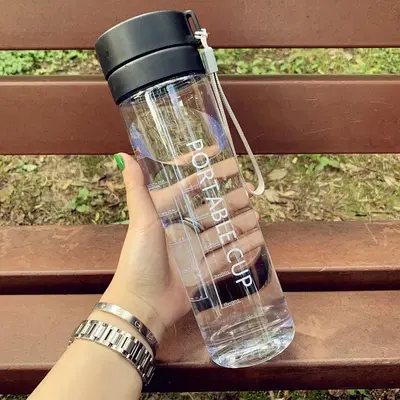 Plastic water cup wholesale sports water bottle frosted double lid high-end large capacity men and women trending water cup student