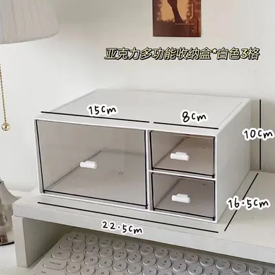 Masaüstü Saklama Kutusu, Akrilik, Şeffaf Çekmeceli - 8