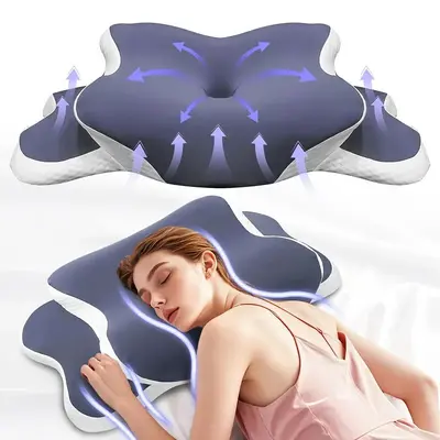 Butterfly memory foam pillow with cervical neck support - 1