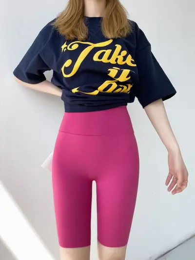 Kadın Yüksek Bel Beş Çeyrek Koşu ve Yoga Taytı, Nefes Alabilen, Yüksek Elastik - 1