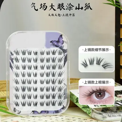 Glue-Free Single-Cluster False Eyelashes, Fox Style, Natural Look - 9
