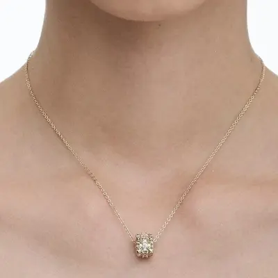 Iris flower design silver necklace, geometric - 4